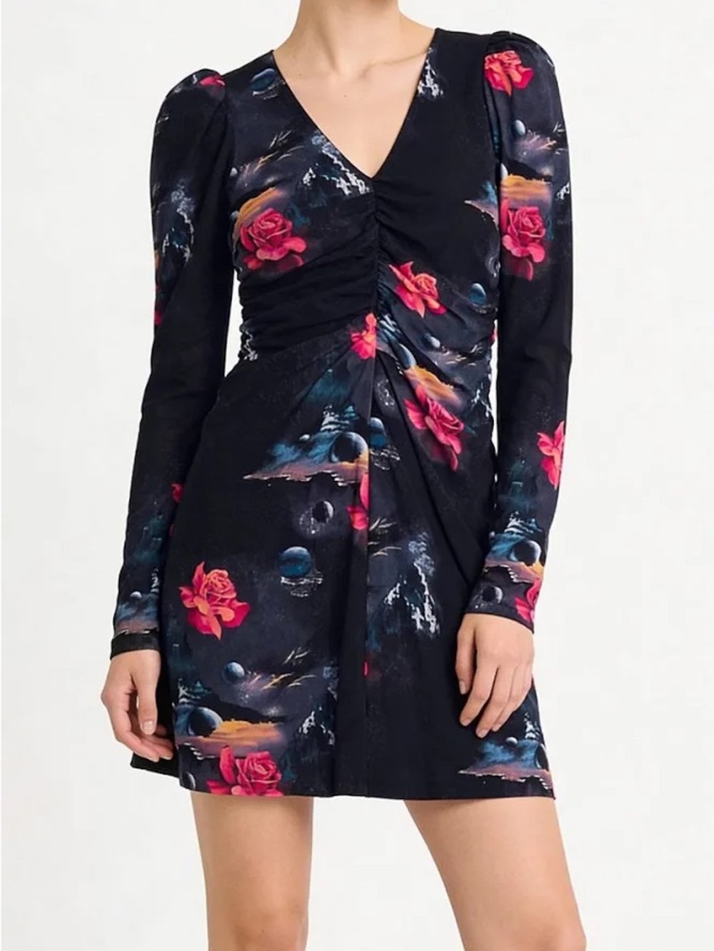 Ganni printed mesh gathered mini (40)